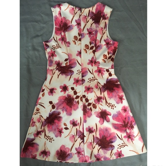 Soprano Sleeveless Watercolor Floral Neoprene Knit Fit & Flare Dress - Picture 2 of 4